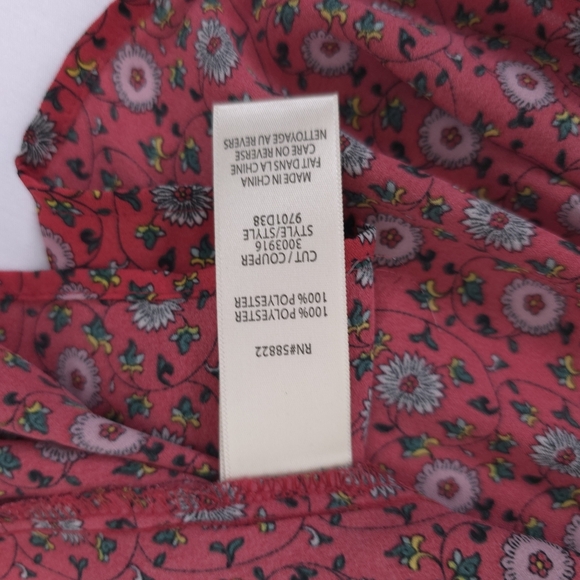 Max Studio Printed smocked waist, tie waist ruffle sleeve blouse - Picture 9 of 10